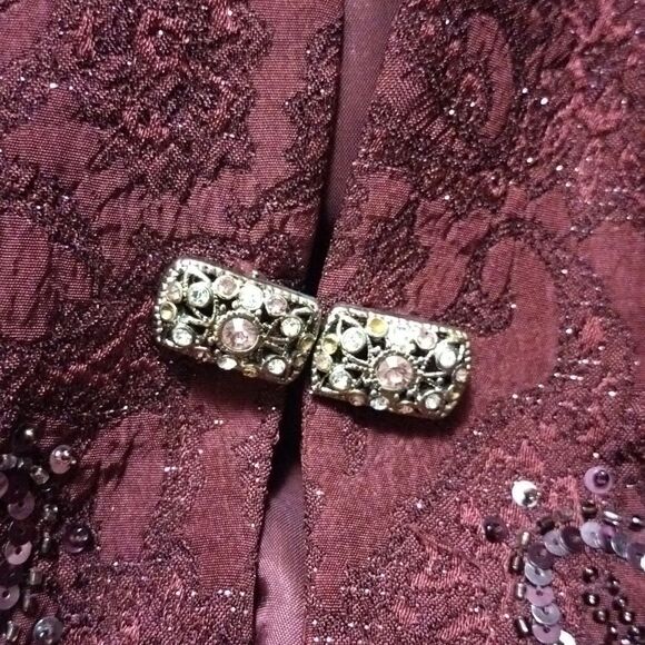 R&M Richards 2pc Beaded Wine Jacket Dress Formal Sz 10 - Picture 12 of 16